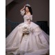 Modern Ball Gown Champagne Quinceanera Dresses Strapless Sweet 15 Prom Party Dresses With Bow